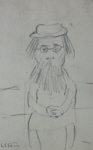 ls lowry woman with beard sketch print