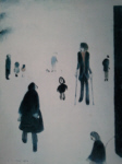lowry signed prints, figures in the park
