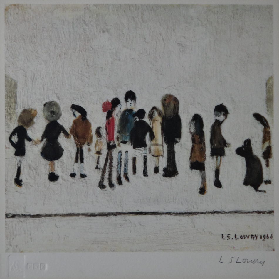 lowry group of children signed print lslowry