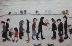 lowry signed prints, man holding child lowry signed prints, man holding child