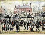 lowry signed prints, market scene in a northern town lowry signed prints, market scene in a northern town