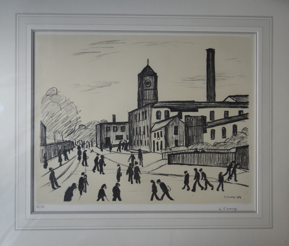 lithograph print northern town
