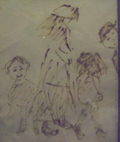 lowry figures ink original drawing
