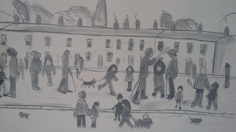 street full of people lowry