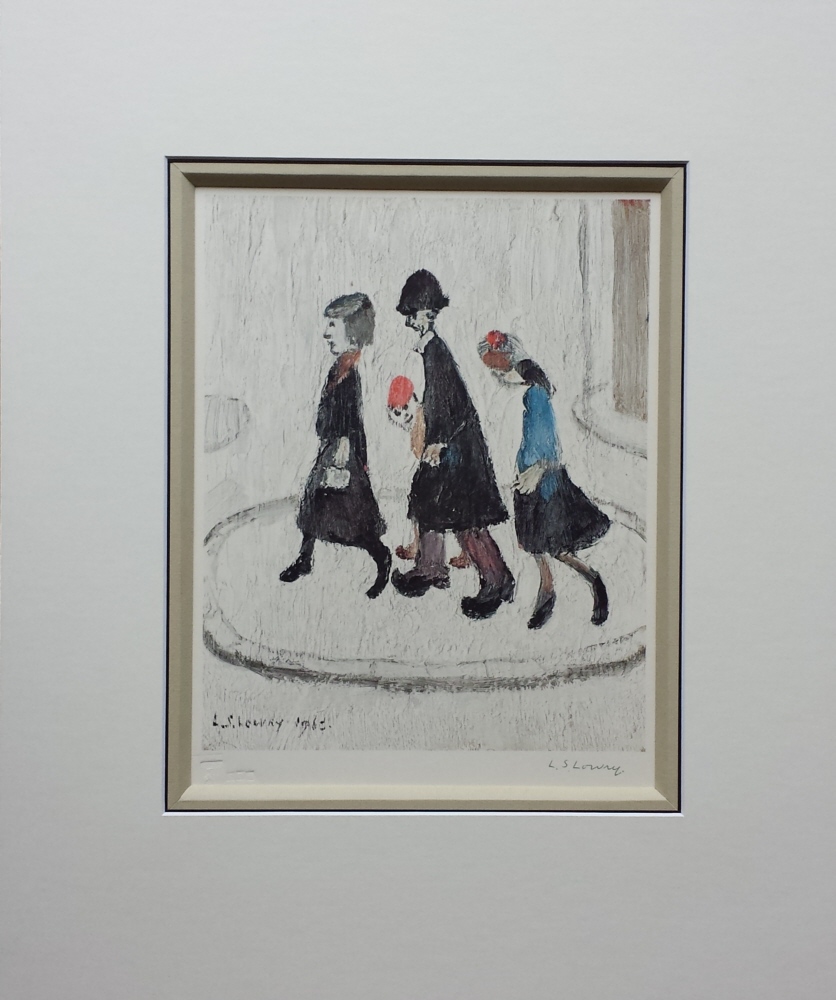 lowry the family signed print mounted