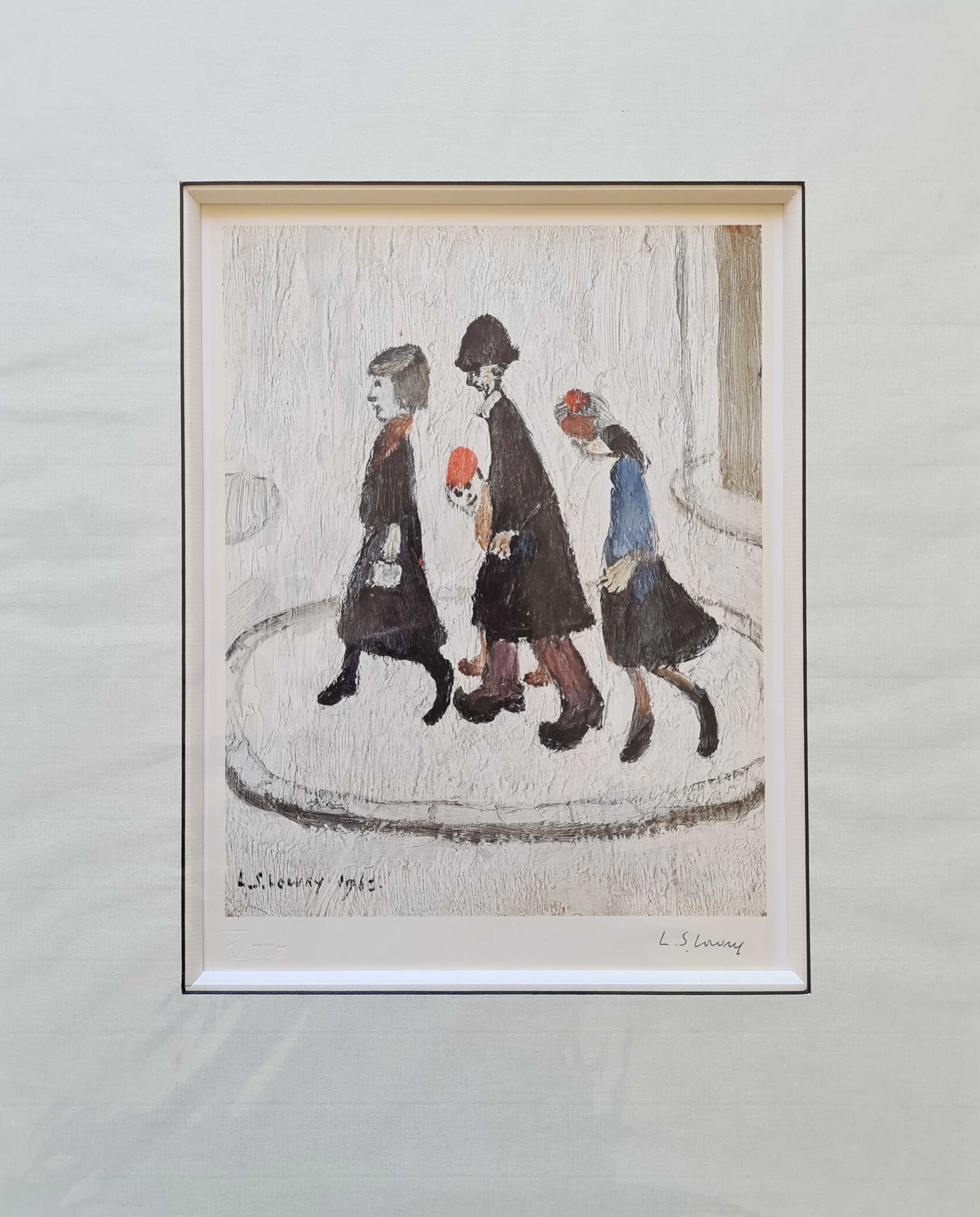 lowry the family signed print mounted