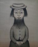 lowry signed prints, woman with beard